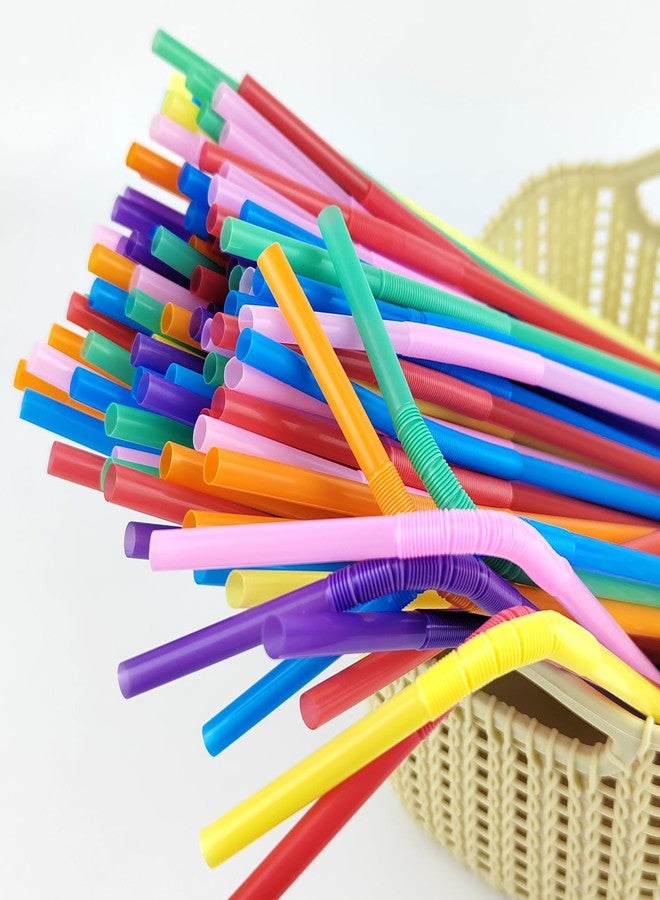 SimautHawk 100 PCS 0.23 inches in Diameter 13inch Extra Long Straws Flexible Plastic, Colorful Disposable Bendy Party Fancy Straws Party Decorations (100, Multicolor) - Image 3
